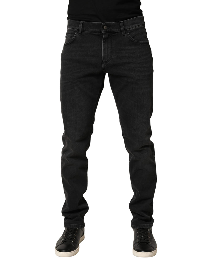 Jean slim en denim stretch de coton noir Dolce & Gabbana