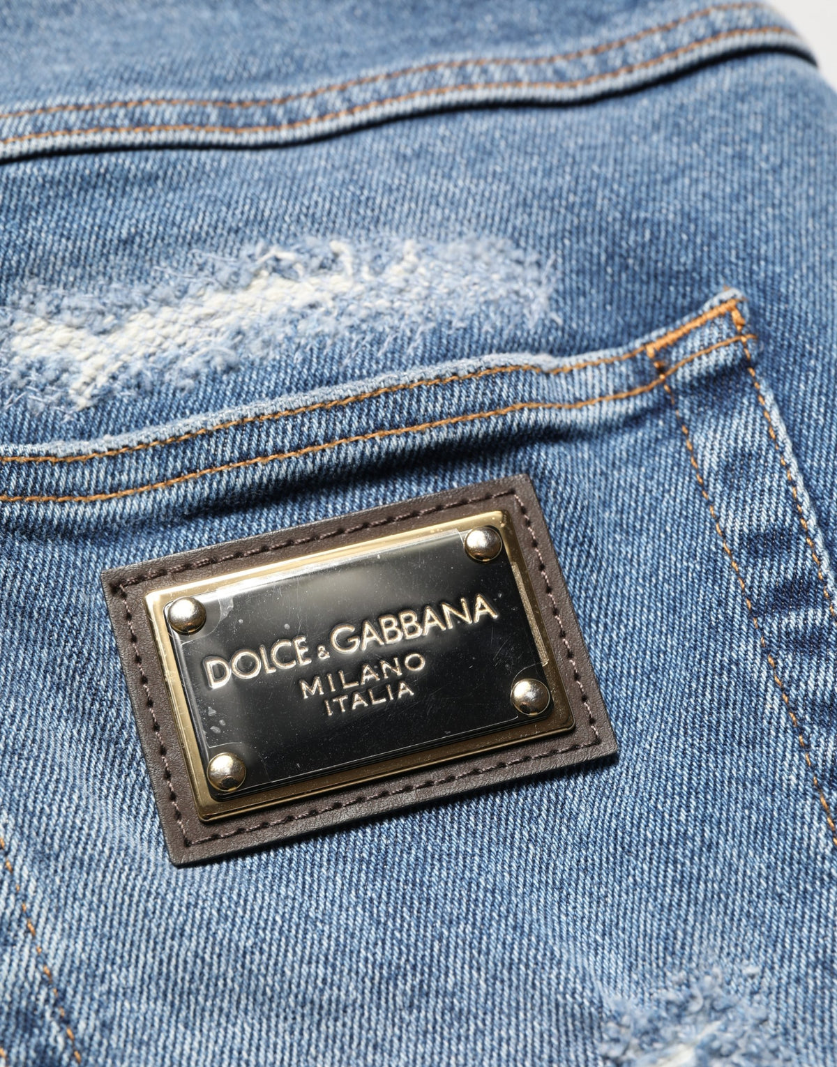 Bermuda en denim bleu délavé Dolce &amp; Gabbana