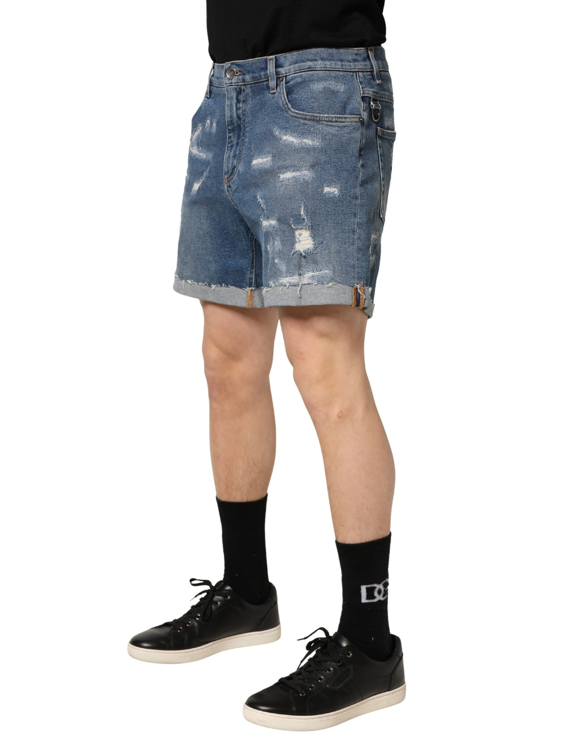 Bermuda en denim bleu délavé Dolce &amp; Gabbana