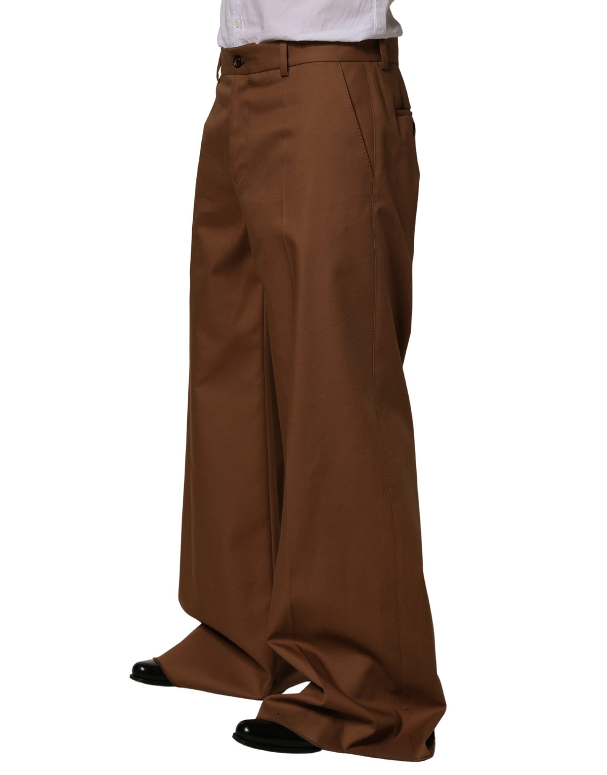 Pantalon droit marron en coton pour homme Dolce & Gabbana