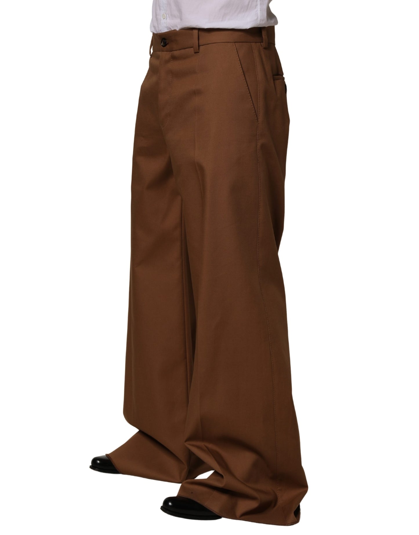 Pantalon droit marron en coton pour homme Dolce & Gabbana