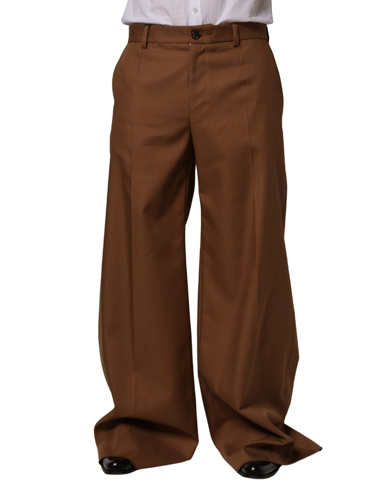 Pantalon droit marron en coton pour homme Dolce & Gabbana