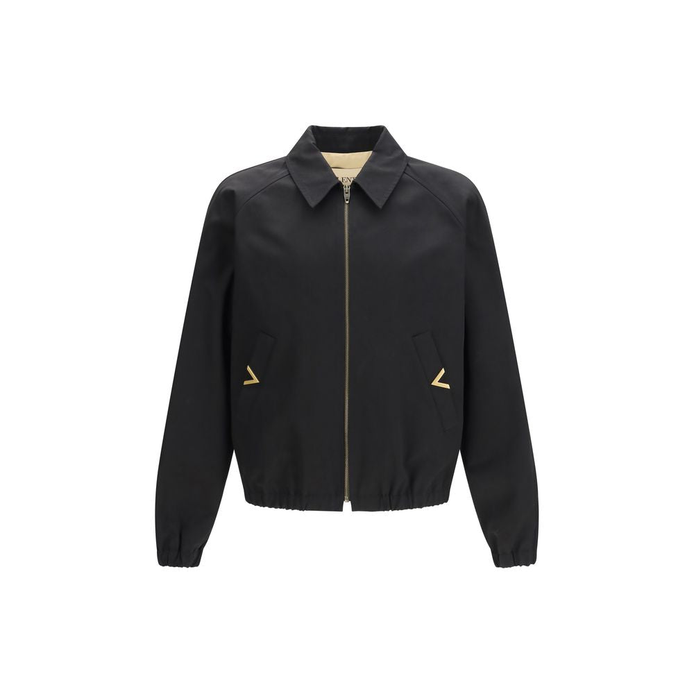 Valentino Garavani Black Cotton Bomber Jacket for Men