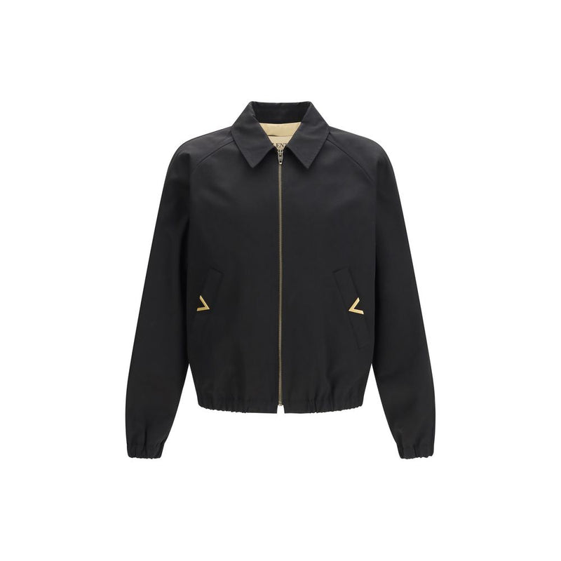 Valentino Garavani Black Cotton Bomber Jacket for Men