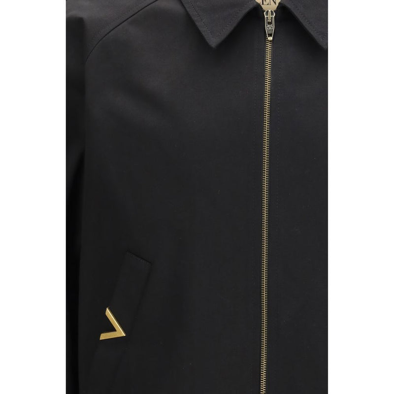 Valentino Garavani Black Cotton Bomber Jacket for Men