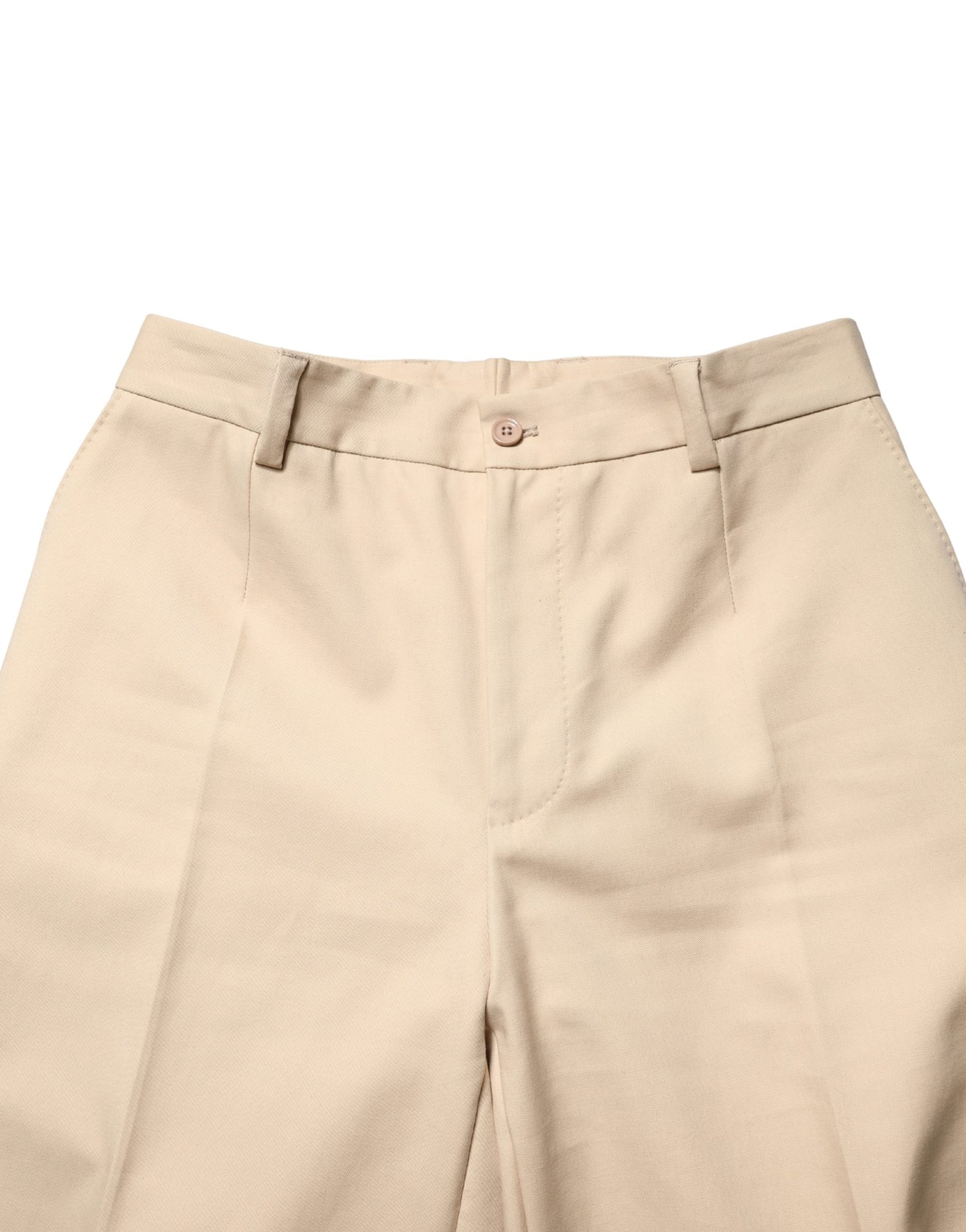 Pantalon de costume droit en coton beige Dolce & Gabbana pour homme