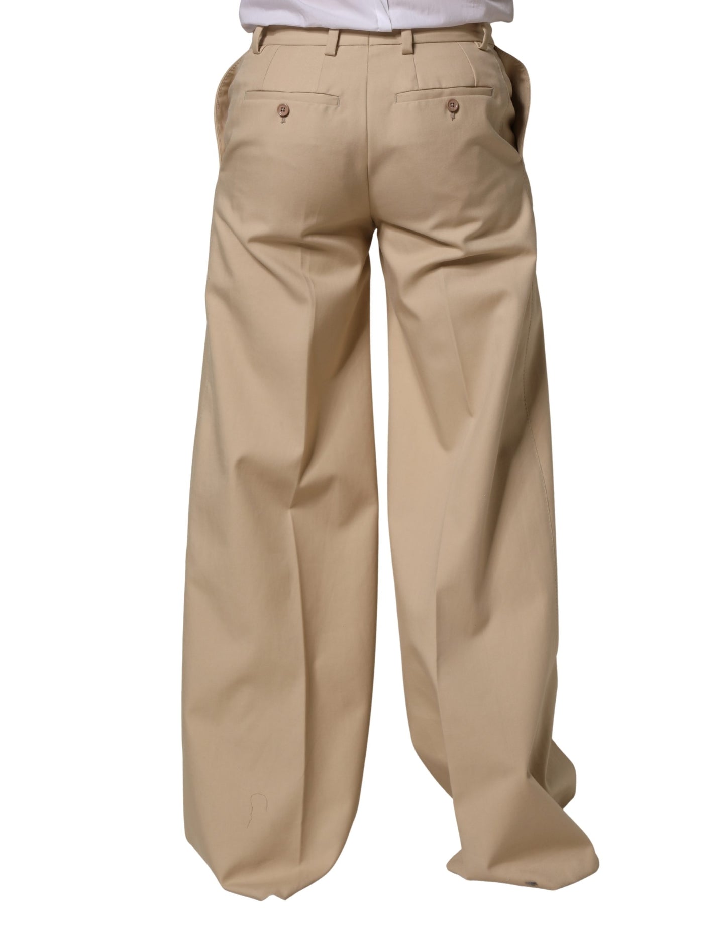Pantalon de costume droit en coton beige Dolce & Gabbana pour homme