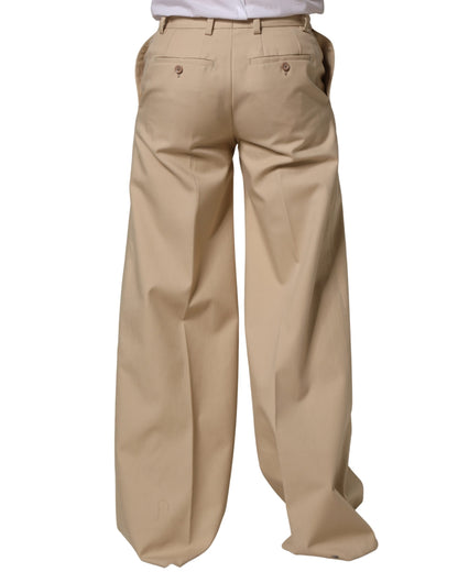Pantalon de costume droit en coton beige Dolce & Gabbana pour homme