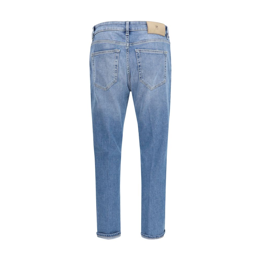 PT Torino Blue Cotton Slim Fit Jeans for Men