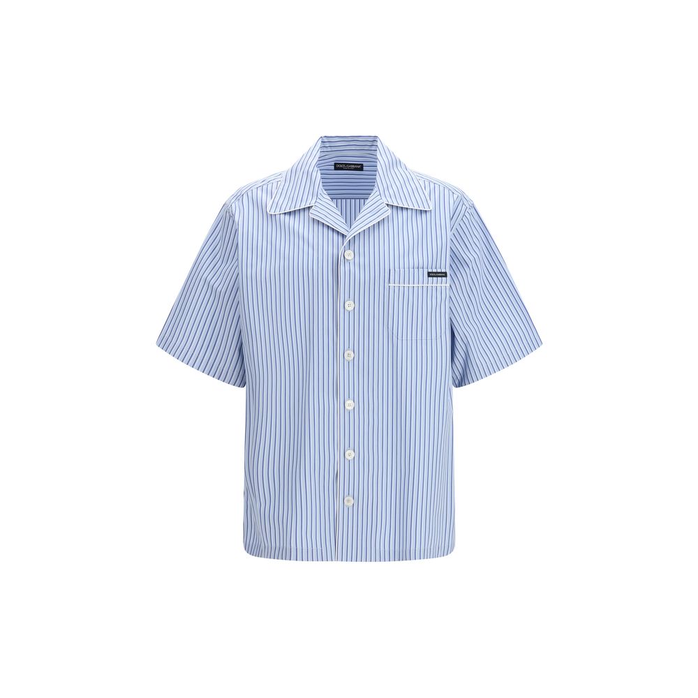 Chemise à manches courtes en coton bleu Dolce & Gabbana