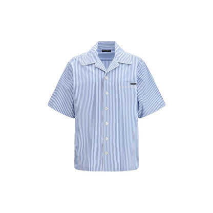Chemise à manches courtes en coton bleu Dolce & Gabbana
