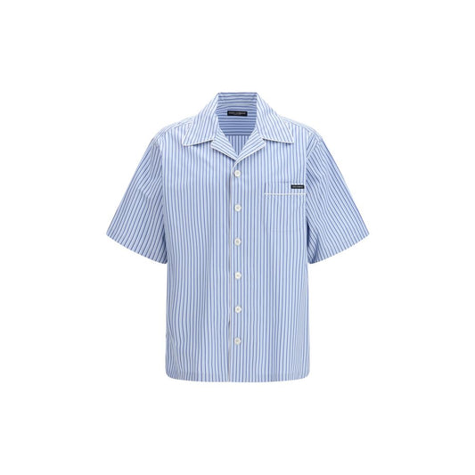 Dolce & Gabbana Blauw Katoenen Overhemd met Korte Mouwen