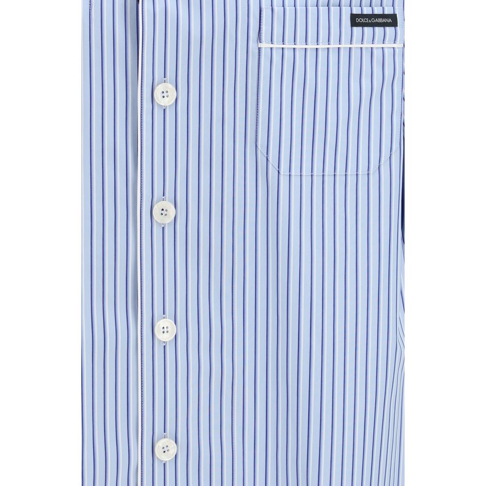 Chemise à manches courtes en coton bleu Dolce & Gabbana