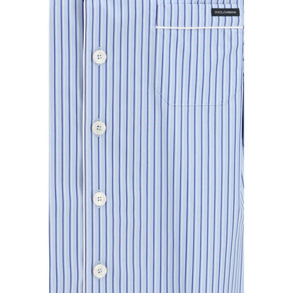 Chemise à manches courtes en coton bleu Dolce & Gabbana