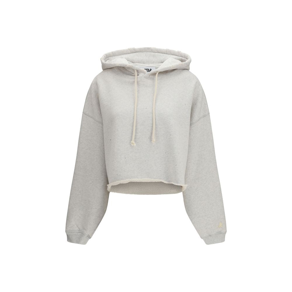 Golden Goose Star Cropped Hoodie in Gray Cotton