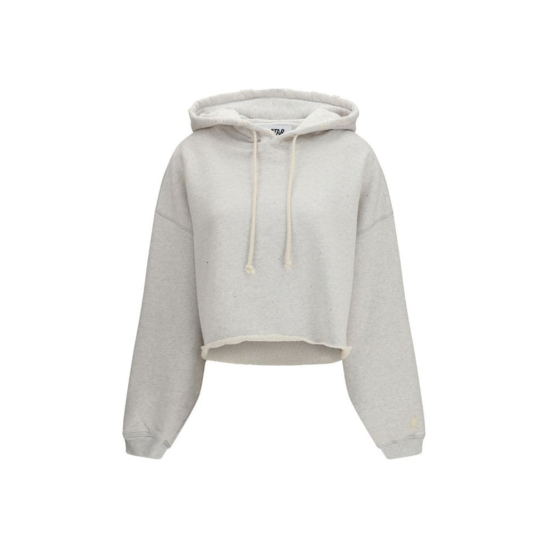 Golden Goose Star Cropped Hoodie in Gray Cotton