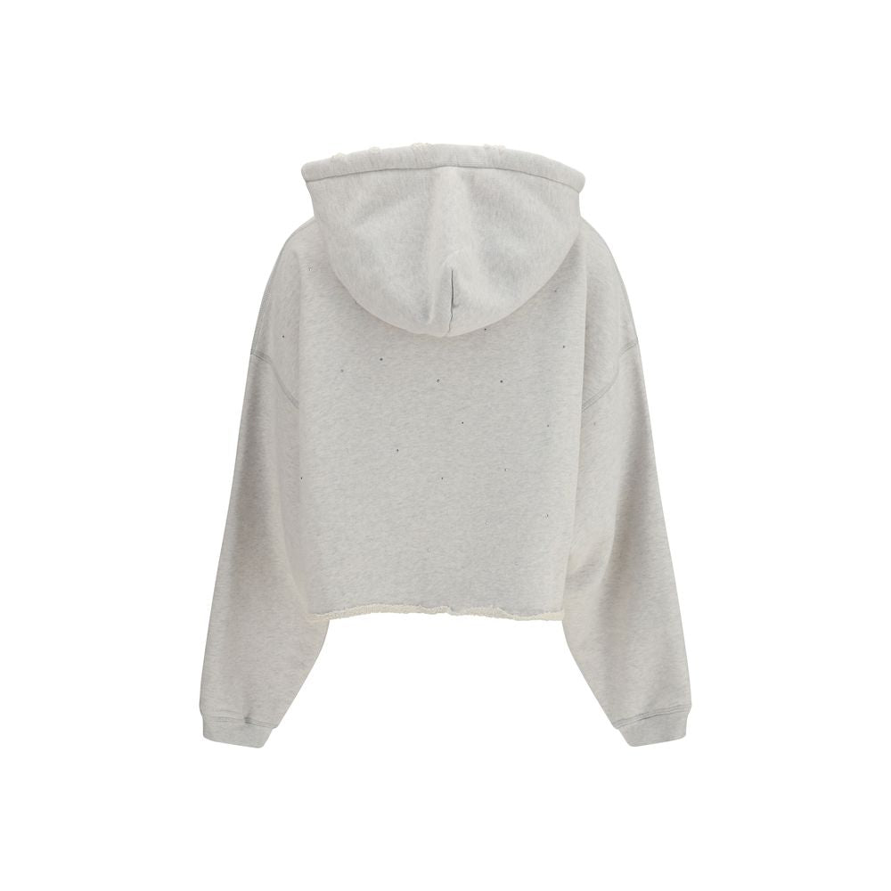 Golden Goose Star Cropped Hoodie in Gray Cotton