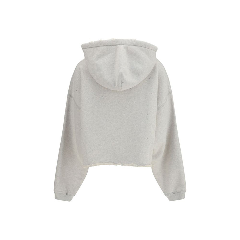 Golden Goose Star Cropped Hoodie in Gray Cotton