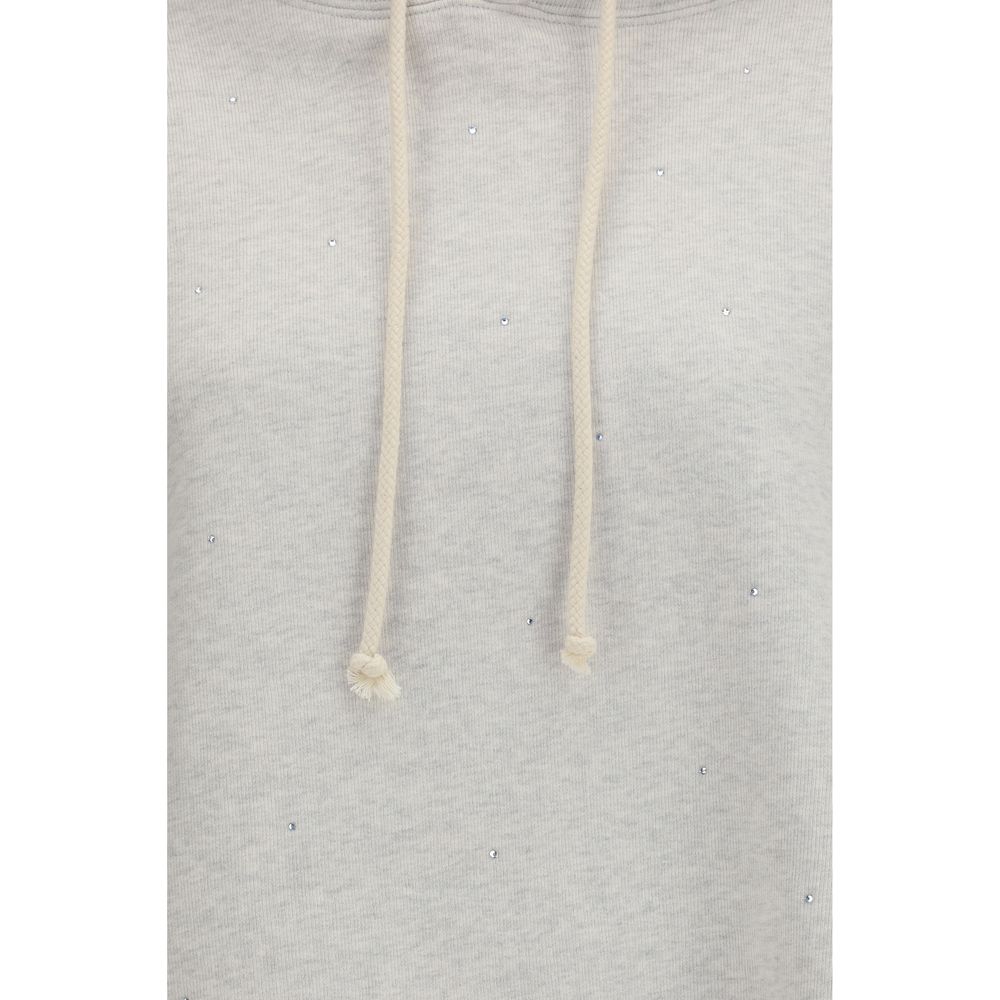 Golden Goose Star Cropped Hoodie in Gray Cotton