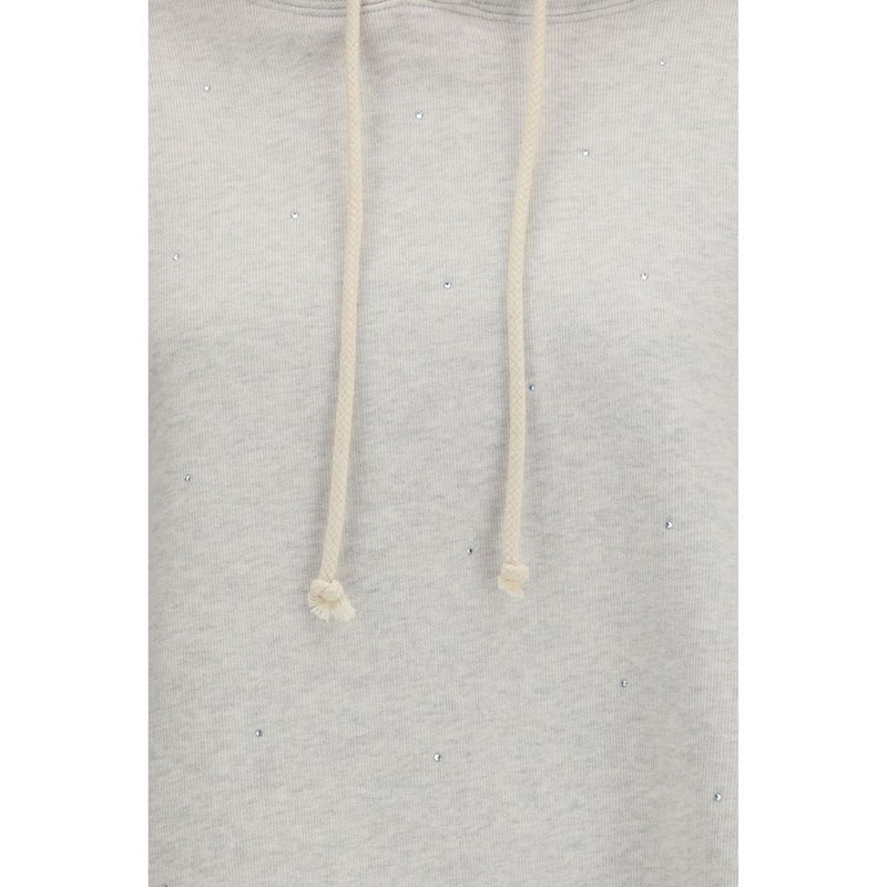 Golden Goose Star Cropped Hoodie in Gray Cotton