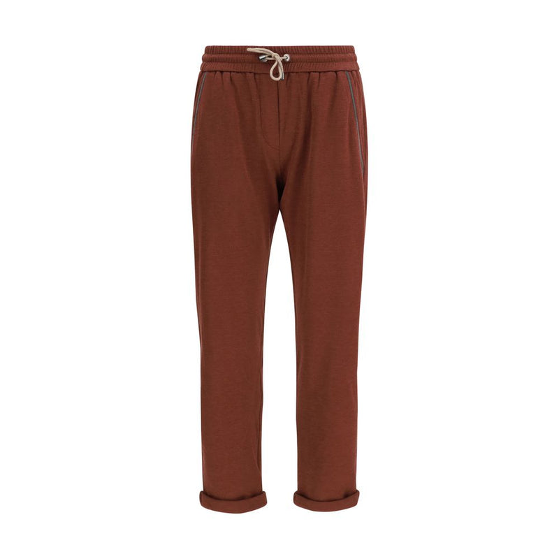 Brunello Cucinelli Bordeaux Cotton Casual Pants for Women