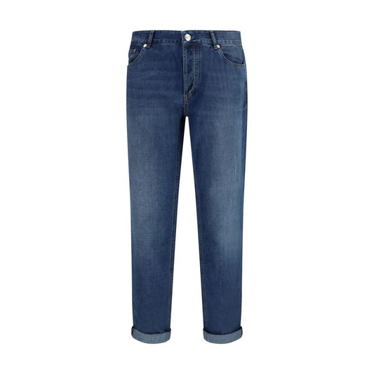 Brunello Cucinelli Blue Cotton Relaxed Fit Jeans for Men
