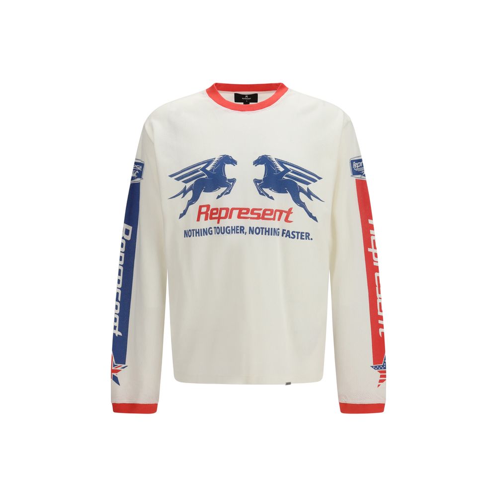 T-shirt long manches longues Mesh Pegasus en coton blanc - Represent