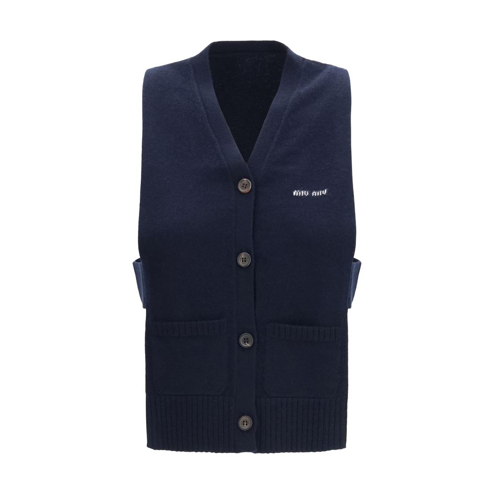 Miu Miu Blue Cashmere Sleeveless Sweater
