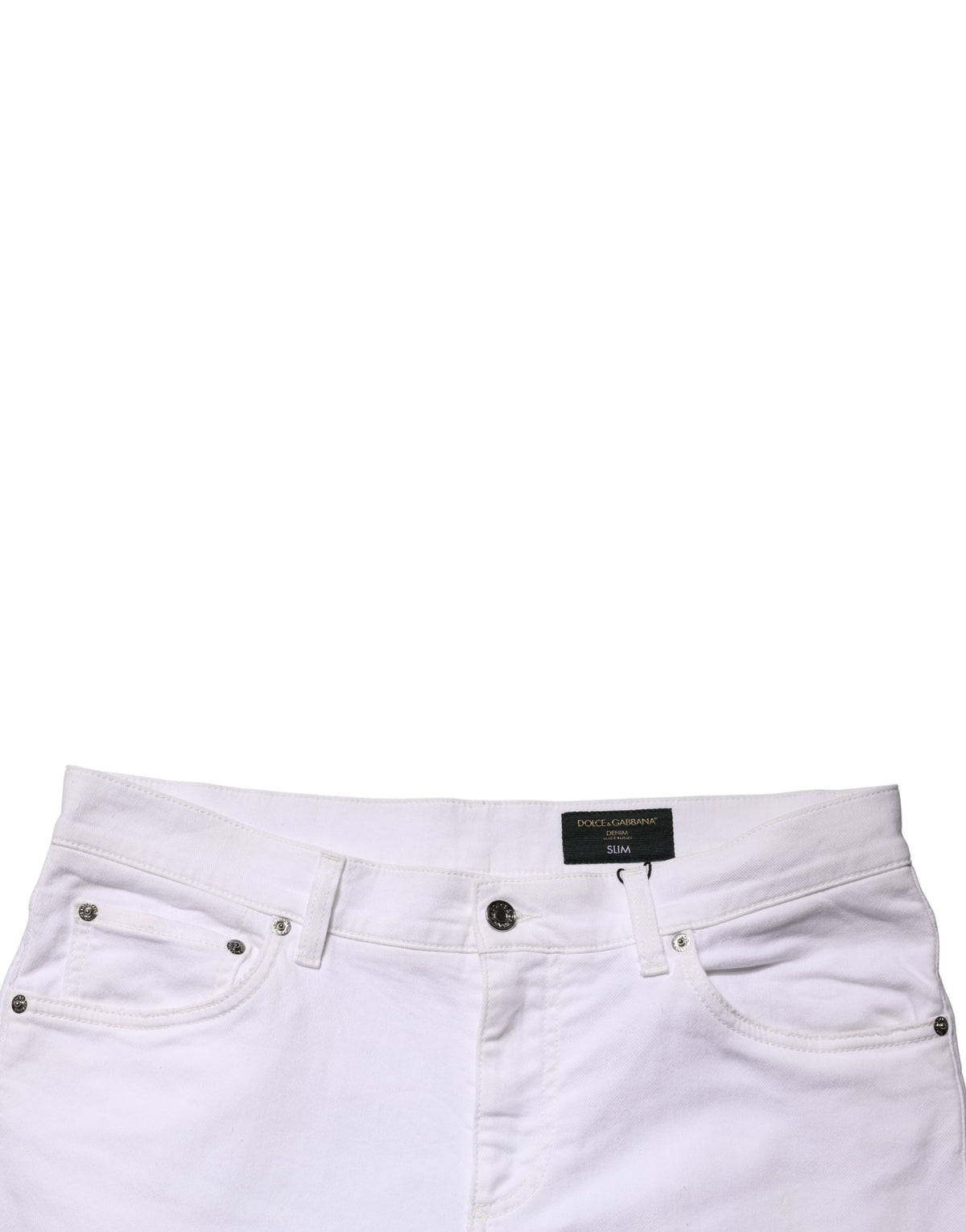 Jean Slim Fit Homme Dolce & Gabbana en Denim Effiloché de Coton Blanc
