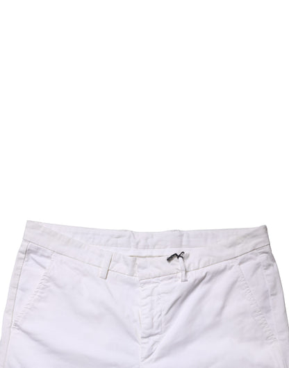 Kaos White Mid Waist Cotton Stretch Casual Men Trouser Pants