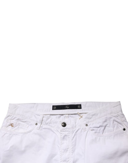 Fay White Cotton Stretch Straight Casual Men Denim Trouser Jeans