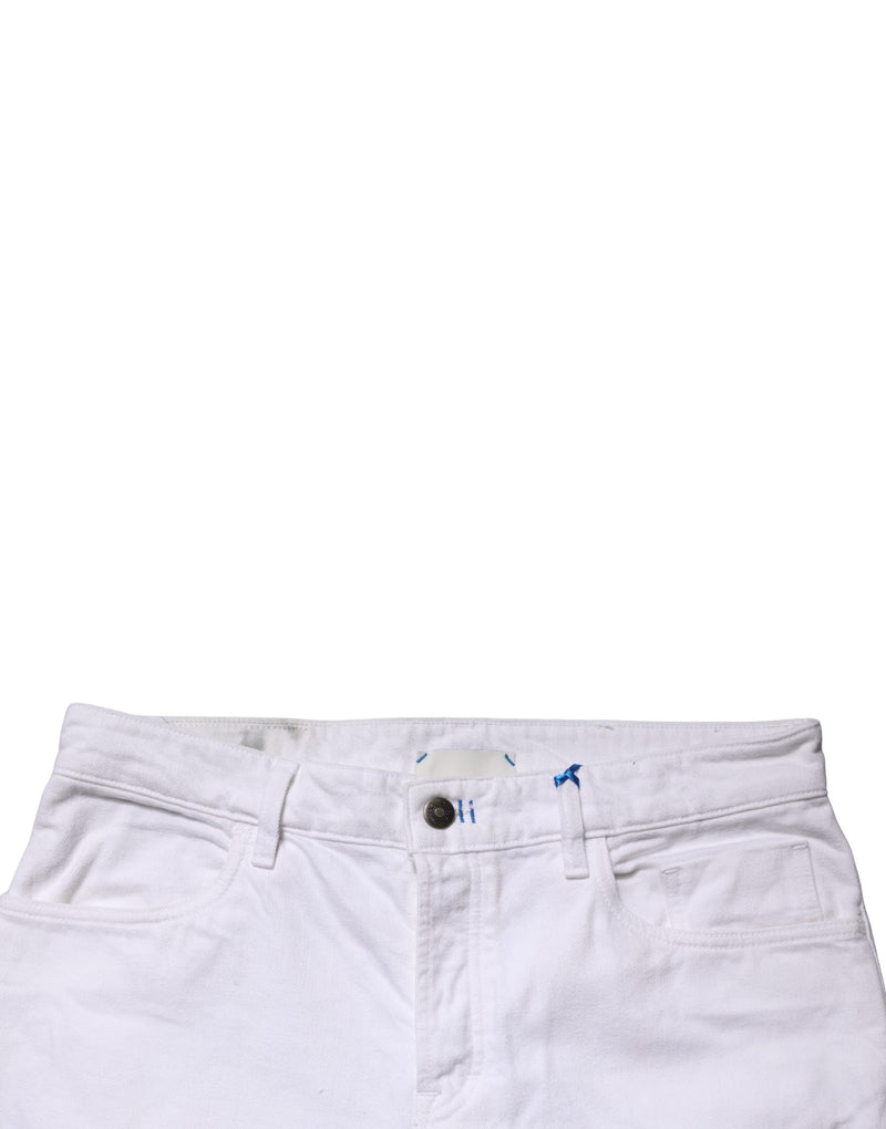 Siviglia White Mid Waist Cotton Skinny Jeans for Men