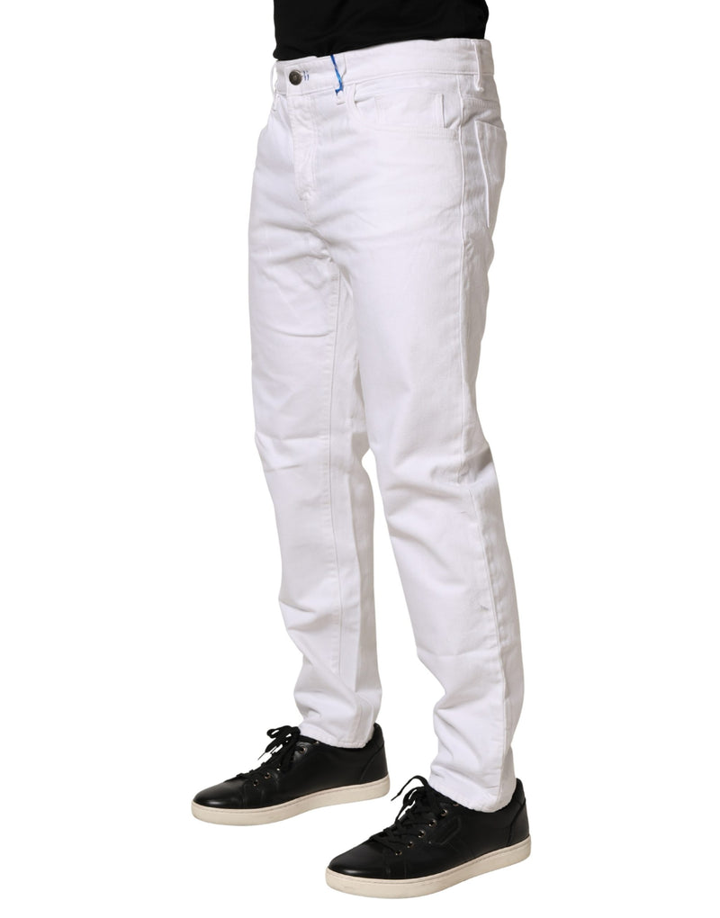 Siviglia White Mid Waist Cotton Skinny Jeans for Men