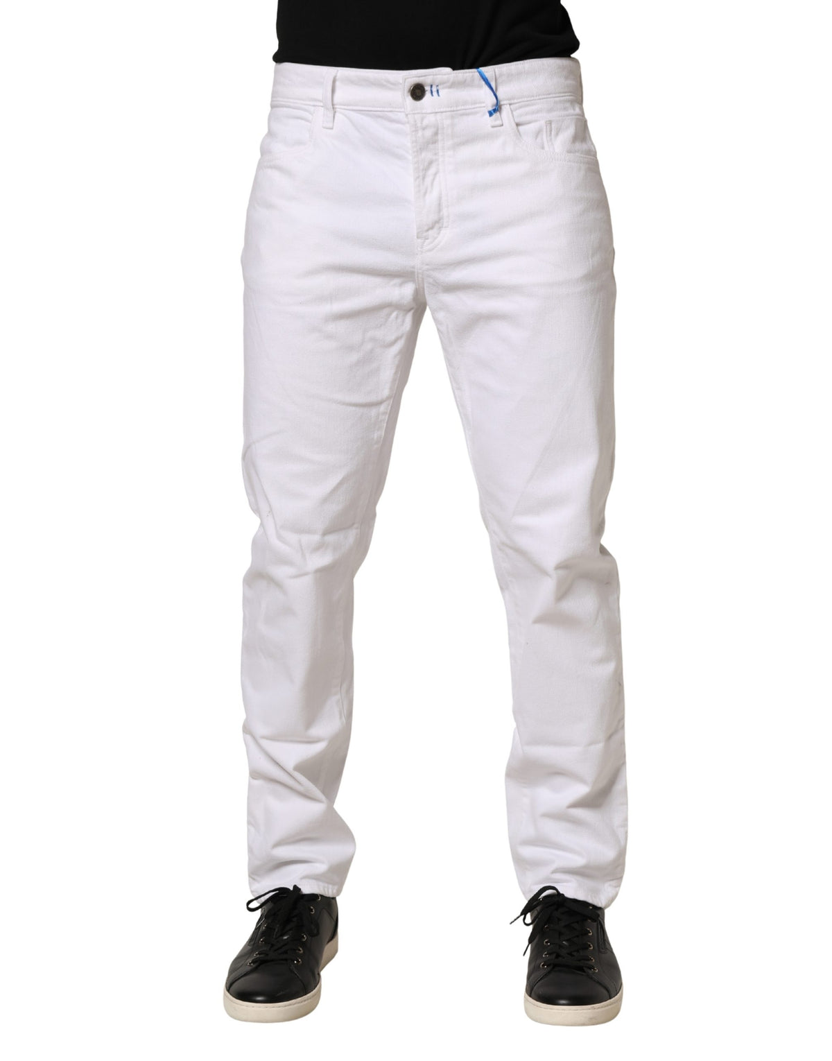 Siviglia White Mid Waist Cotton Skinny Jeans for Men