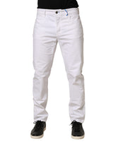 Siviglia White Mid Waist Cotton Skinny Jeans for Men