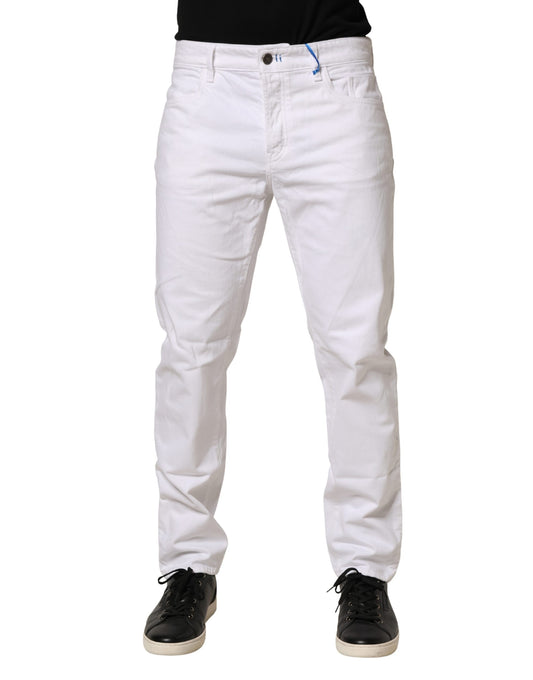 Siviglia White Mid Waist Cotton Skinny Jeans for Men
