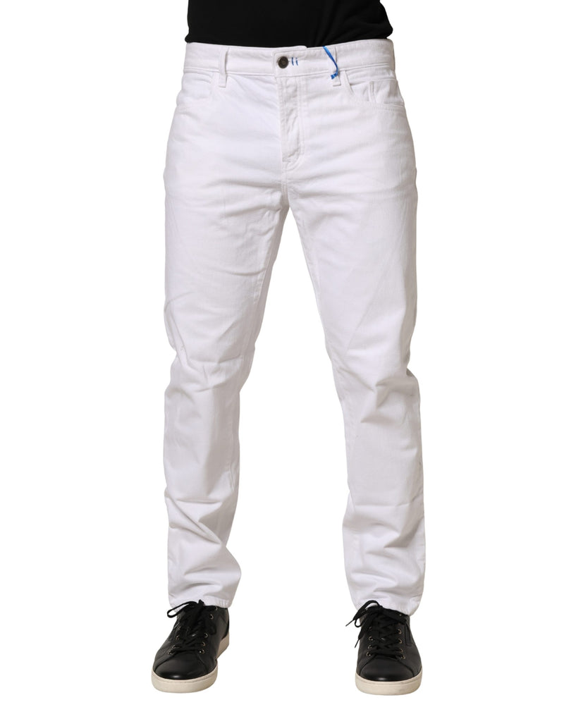 Siviglia White Mid Waist Cotton Skinny Jeans for Men