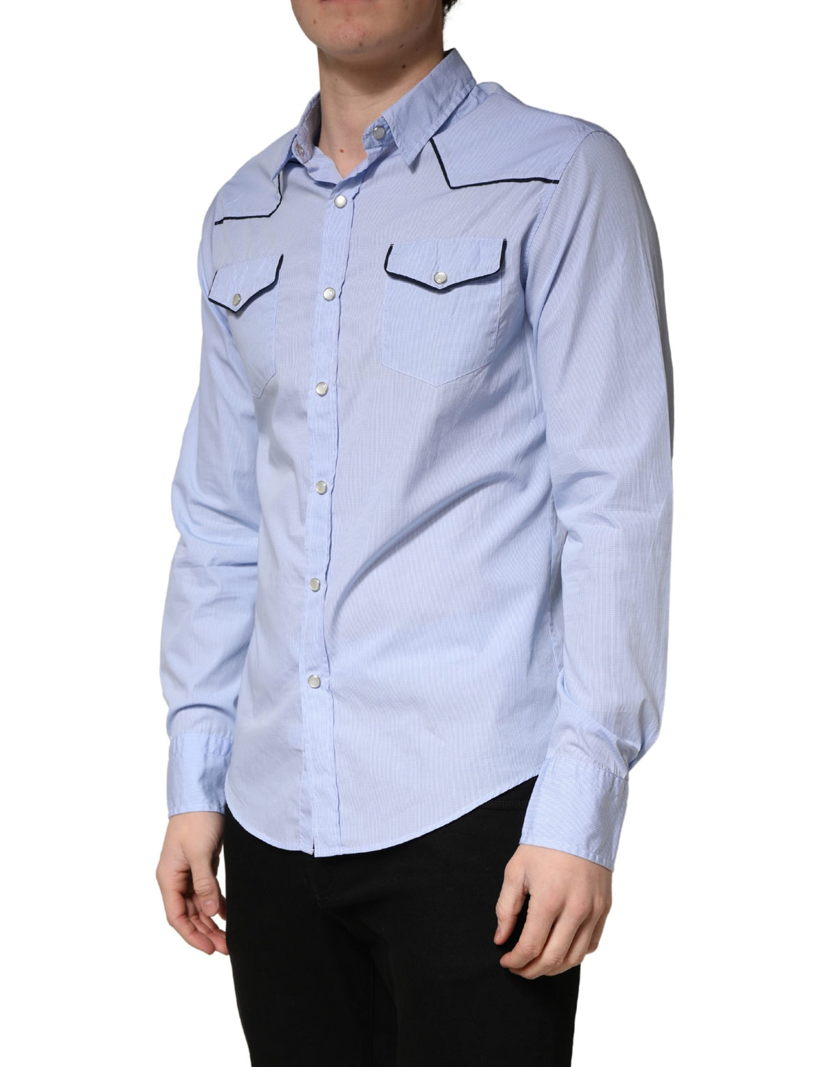 AGLINI Light Blue Slim Fit Casual Shirt for Men