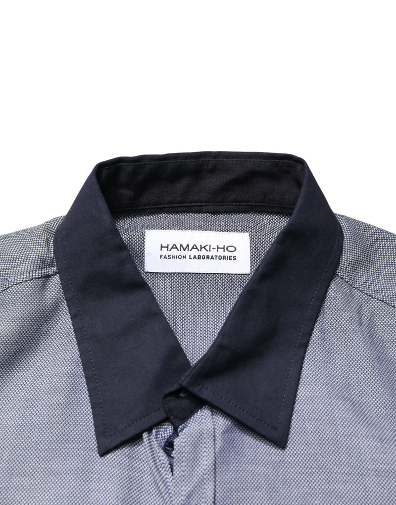 Hamaki-Ho Dark Blue Cotton Long Sleeve Dress Shirt for Men