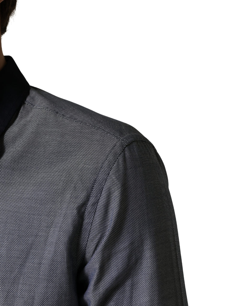 Hamaki-Ho Dark Blue Cotton Long Sleeve Dress Shirt for Men