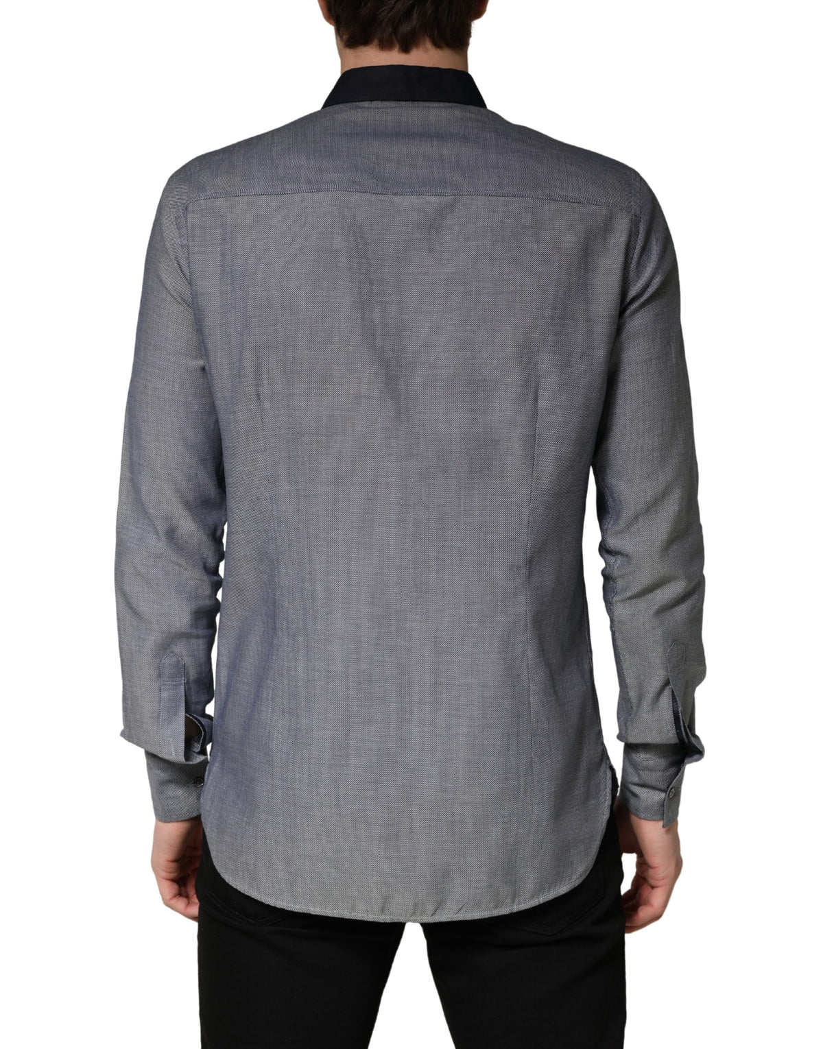 Hamaki-Ho Dark Blue Cotton Long Sleeve Dress Shirt for Men