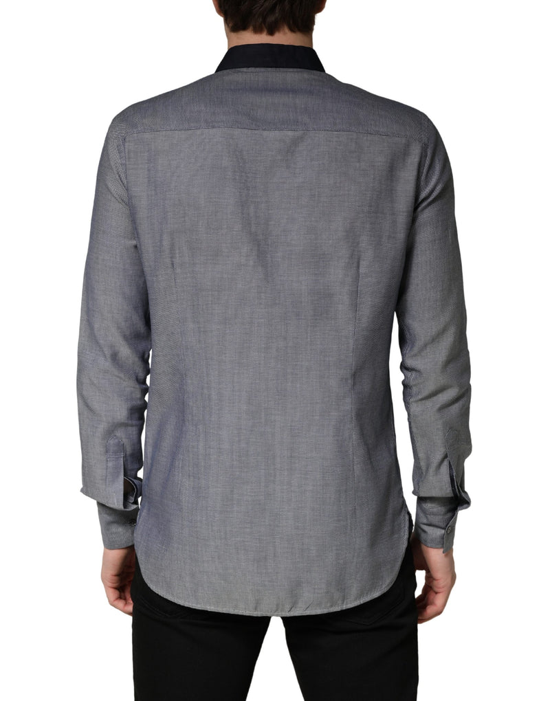 Hamaki-Ho Dark Blue Cotton Long Sleeve Dress Shirt for Men