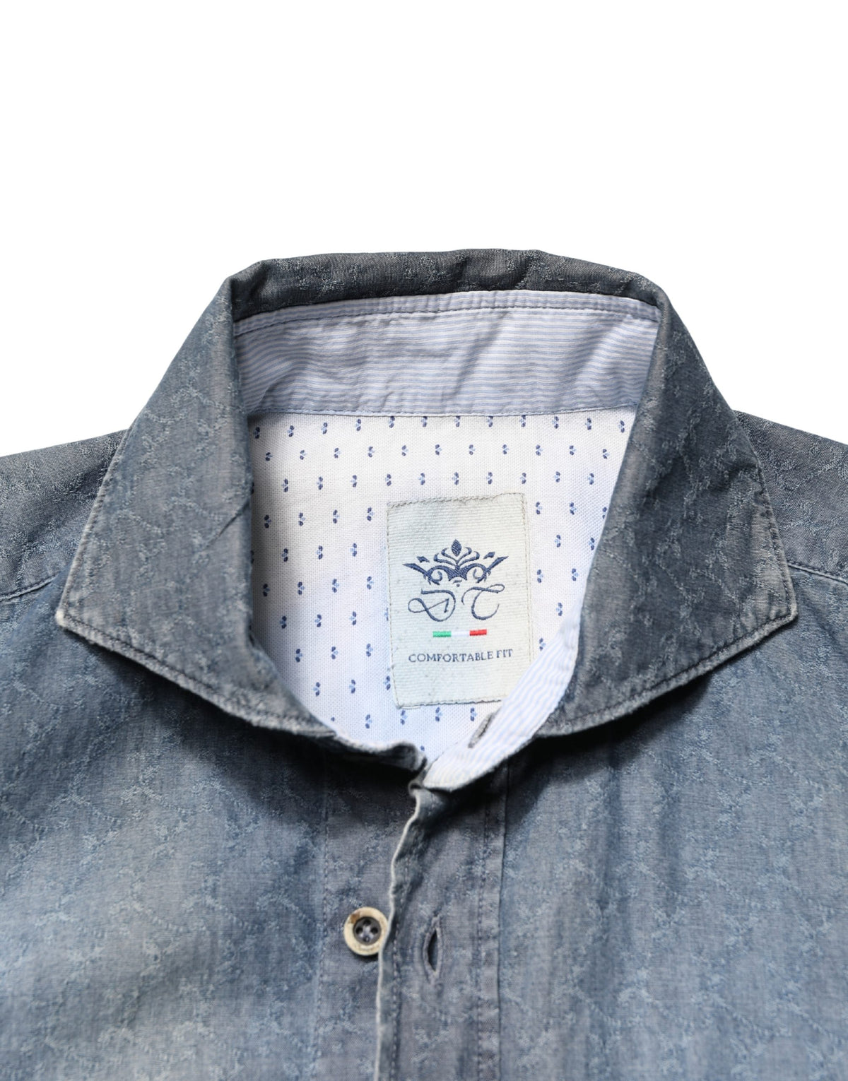 Domenico Tagliente Dark Blue Long Sleeve Collared Denim Shirt