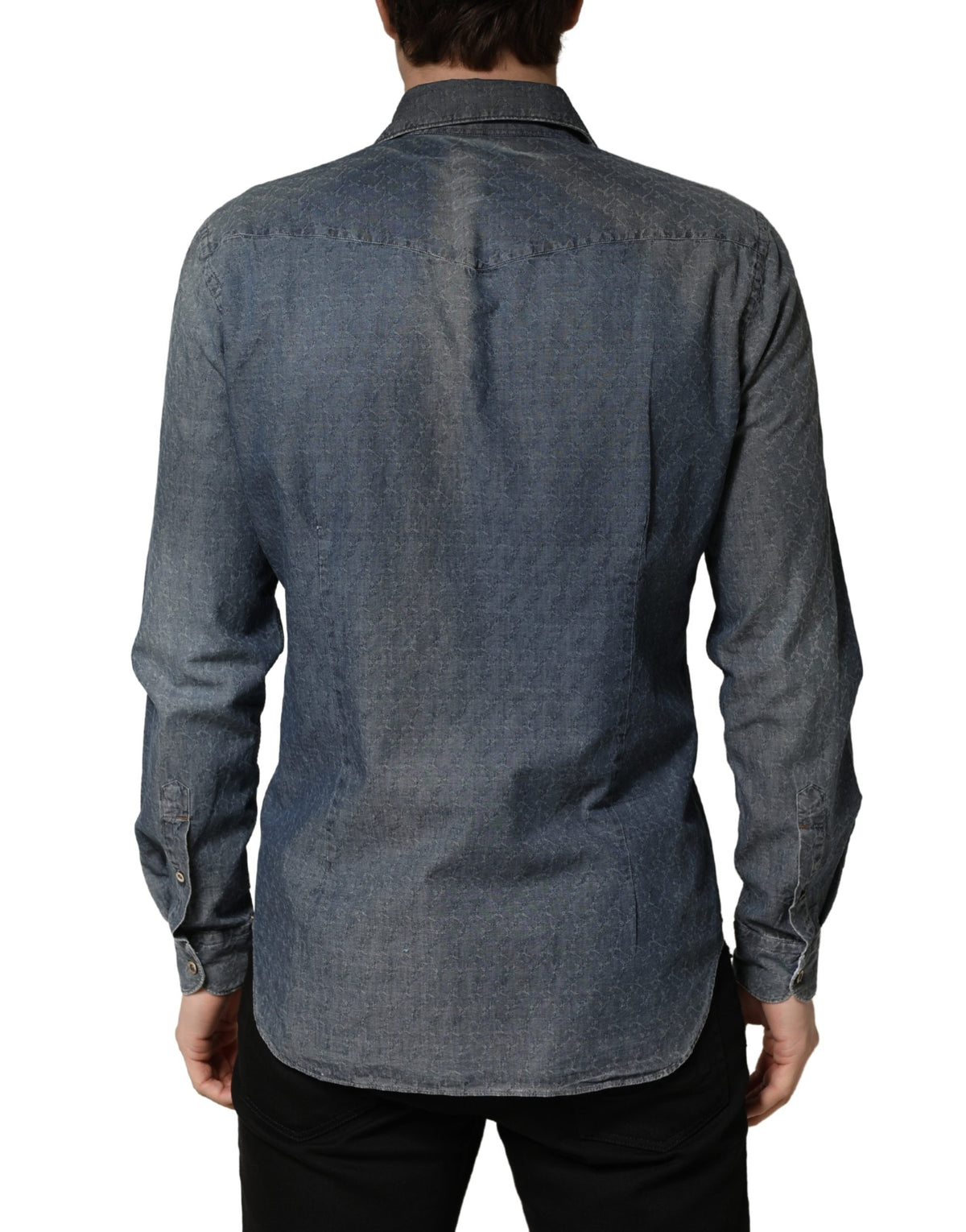 Domenico Tagliente Dark Blue Long Sleeve Collared Denim Shirt