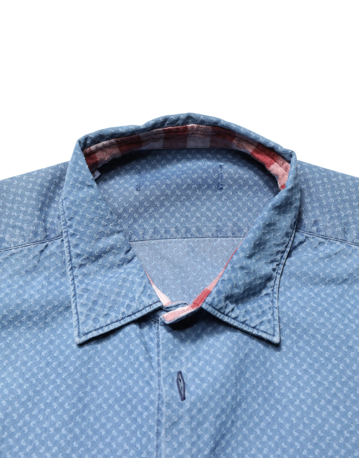 AGLINI Blue Cotton Slim Fit Collared Long Sleeve Casual Shirt
