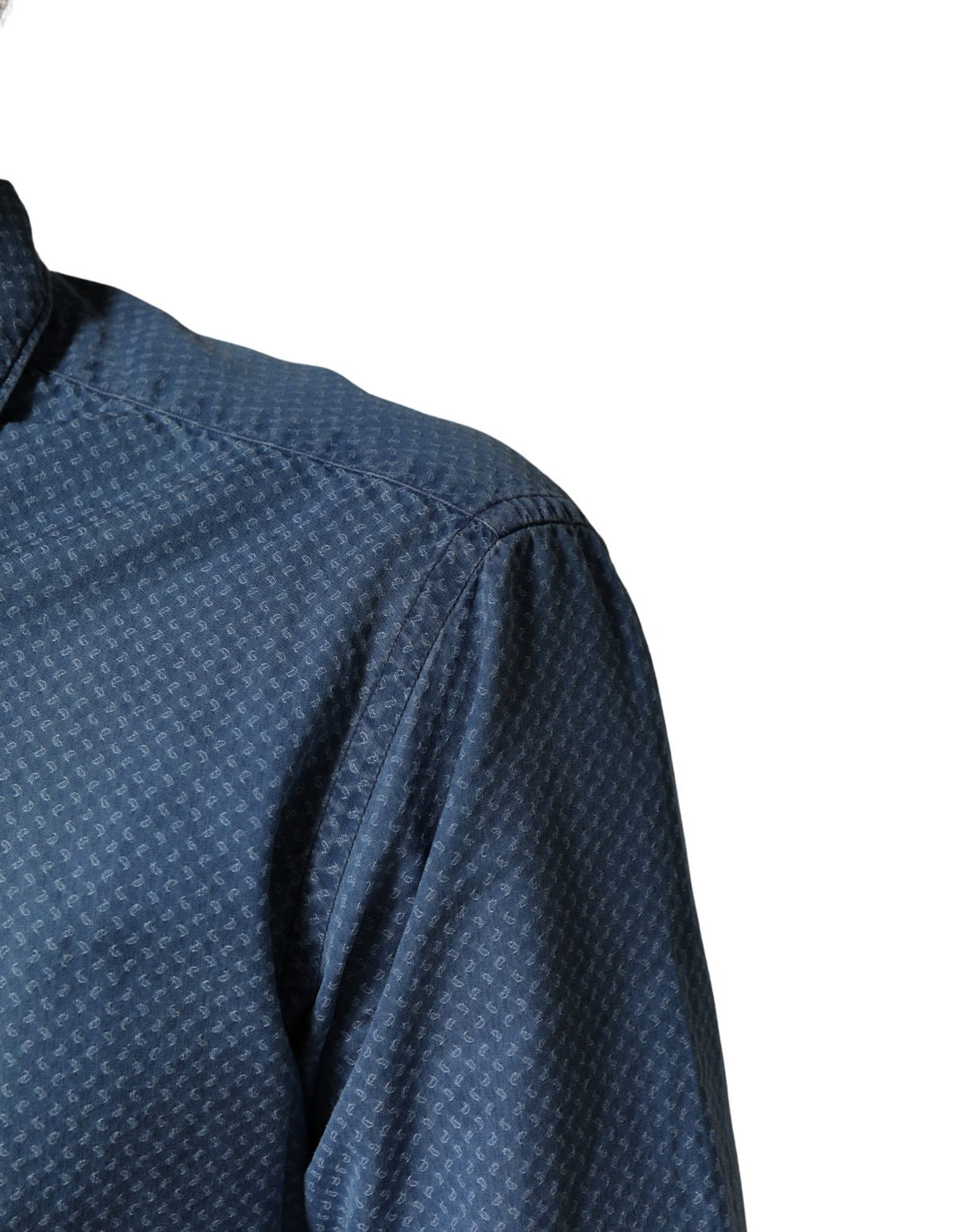 AGLINI Blue Cotton Slim Fit Collared Long Sleeve Casual Shirt
