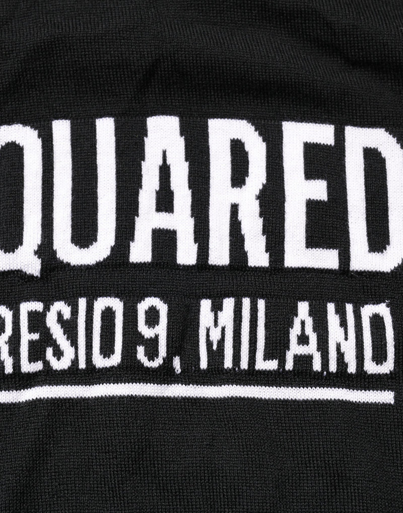 Dsquared² Black Logo Knitted Crew Neck Pullover Sweater for Men