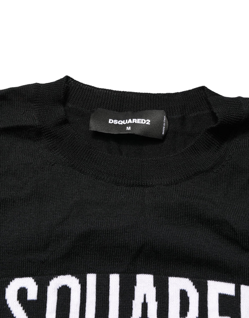 Dsquared² Black Logo Knitted Crew Neck Pullover Sweater for Men