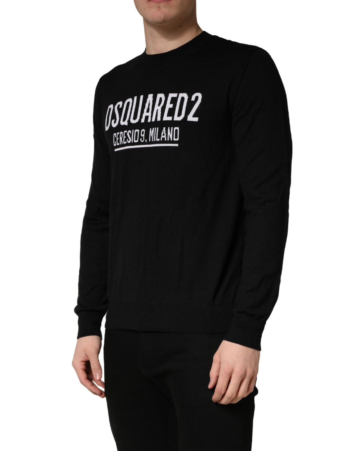 Dsquared² Black Logo Knitted Crew Neck Pullover Sweater for Men