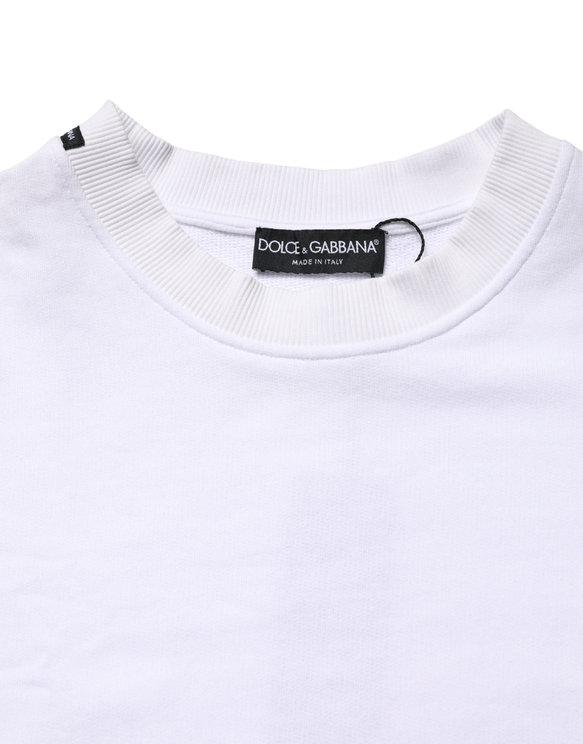 Pull en coton blanc à col rond Dolce &amp; Gabbana